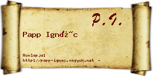 Papp Ignác névjegykártya
